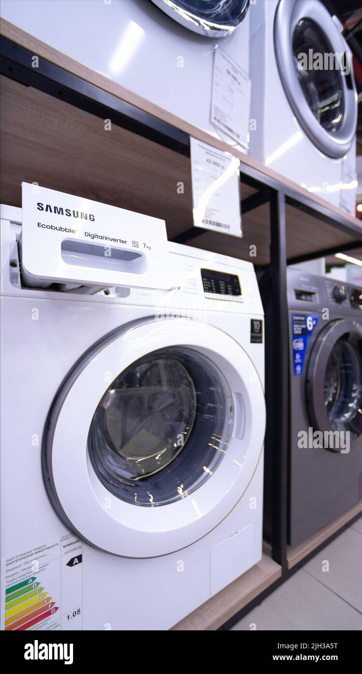new Samsung Ecobubble 7kg inverter washing machine at sale Stock Photo
