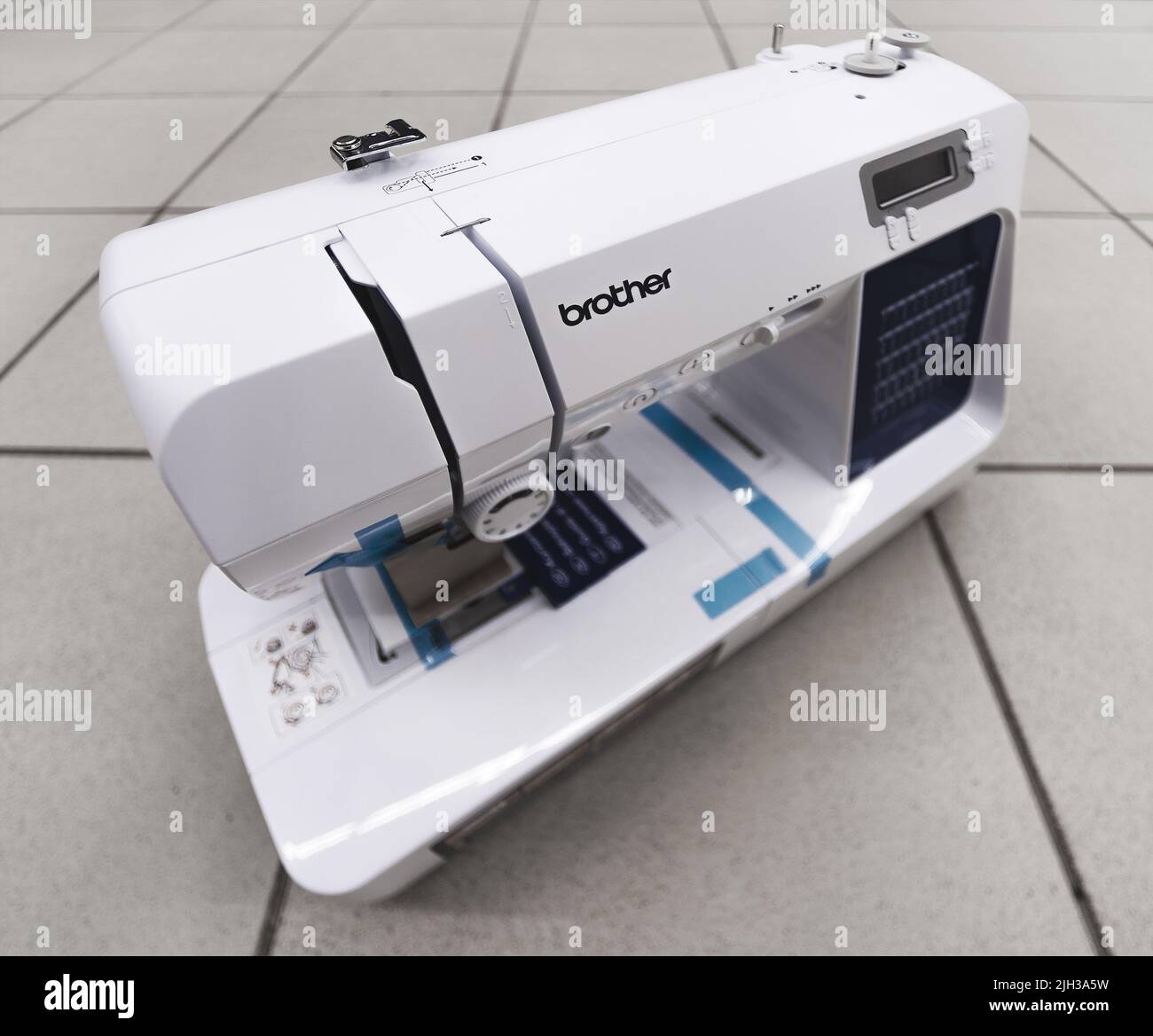 2022: the brand new sewing machine Brother Stock Photo