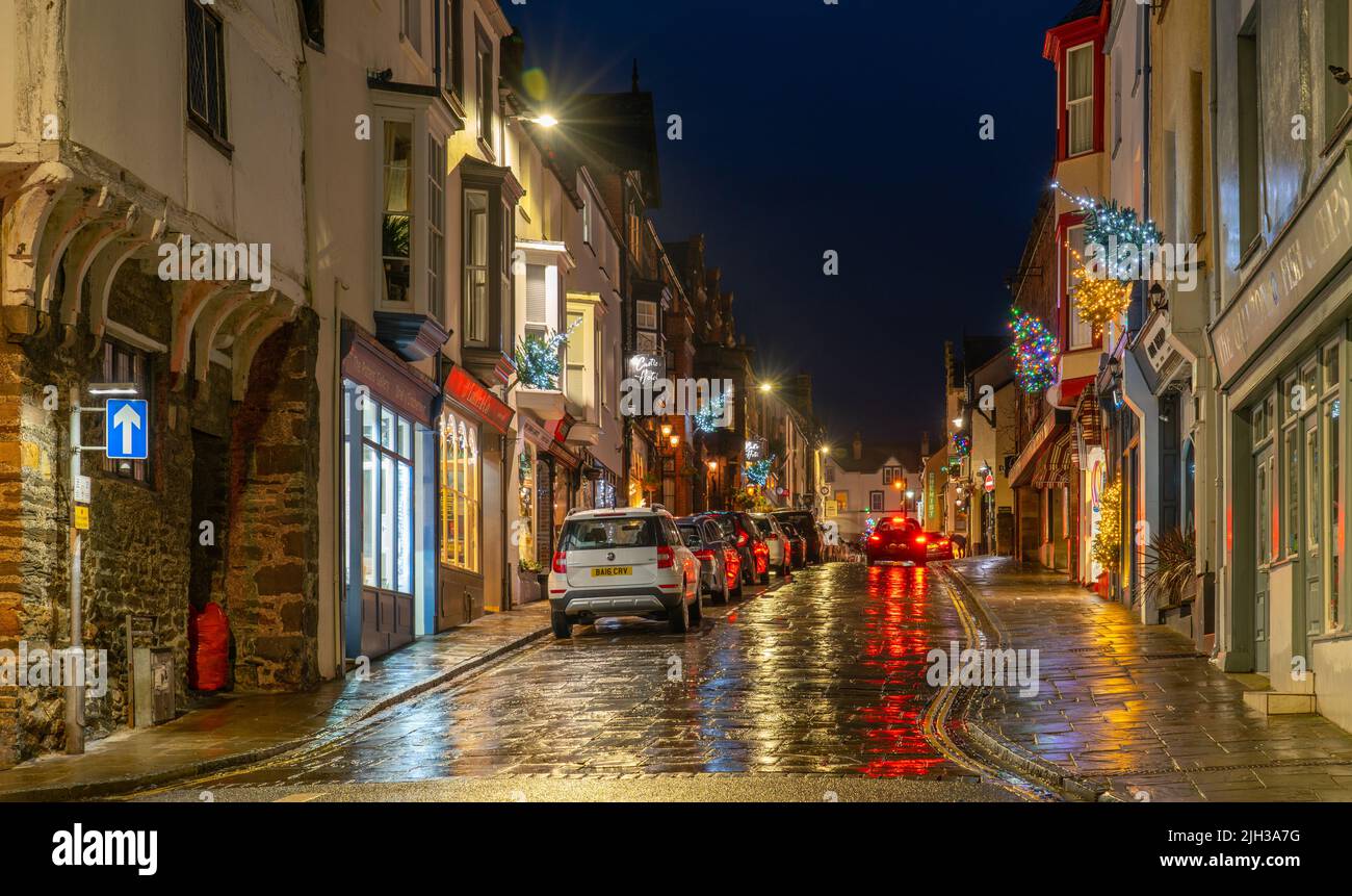 High Street, Conwy, North Wales, just before Christmas 2021. Stock Photo