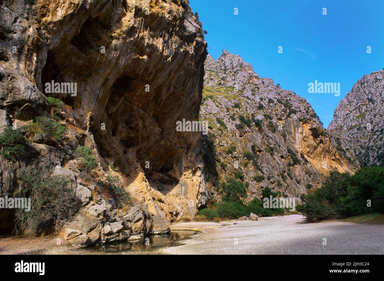 Majorca ( Mallorca ) Balearic Islands Spain Torrent de Pareis Rocks & Water Stock Photo
