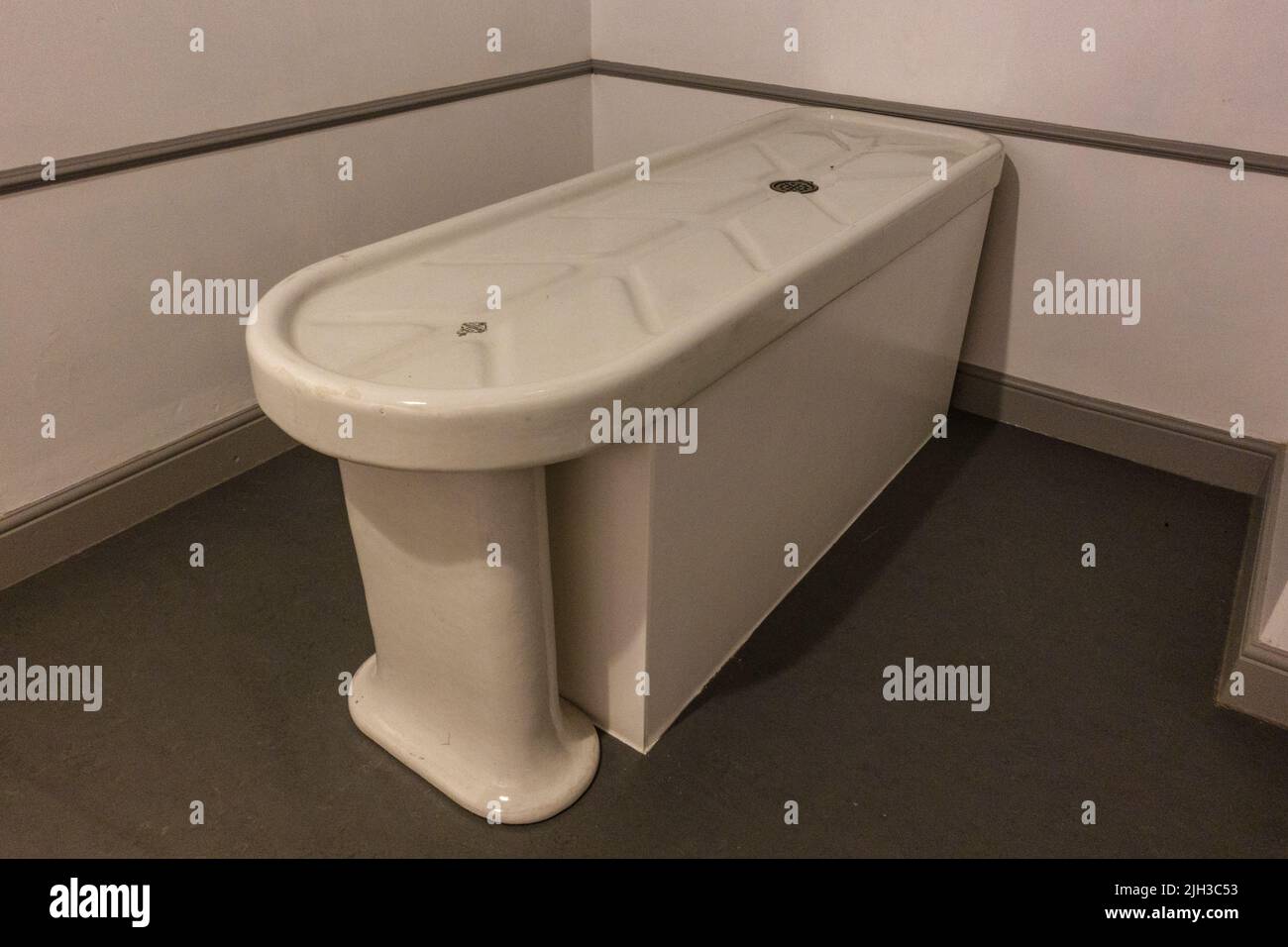 A mortuary slab (c 1900s) from the old mortuary in Bradford on display