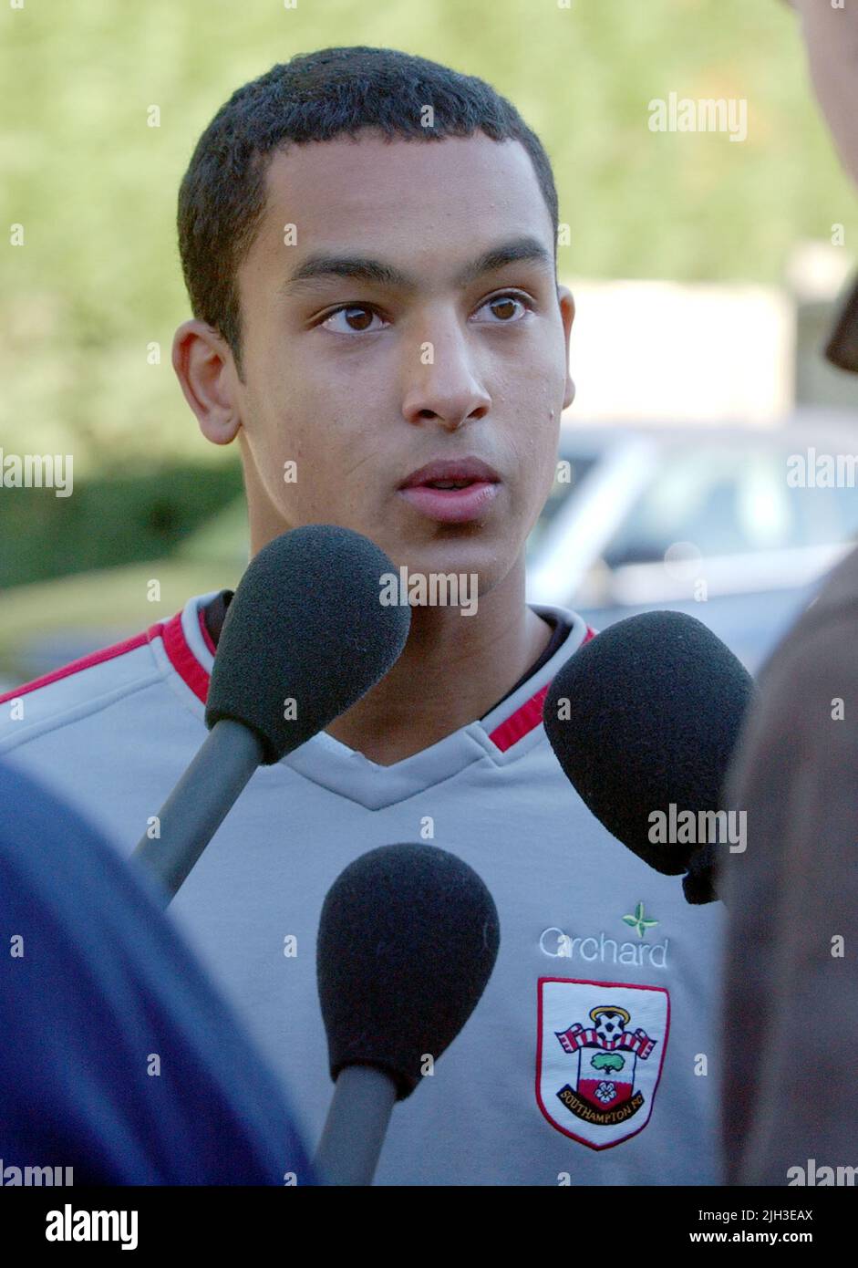 SOUTHAMPTON'S THEO WALCOTT FACES THE PRESS. AT SOUTHAMPTON'S TRAINING