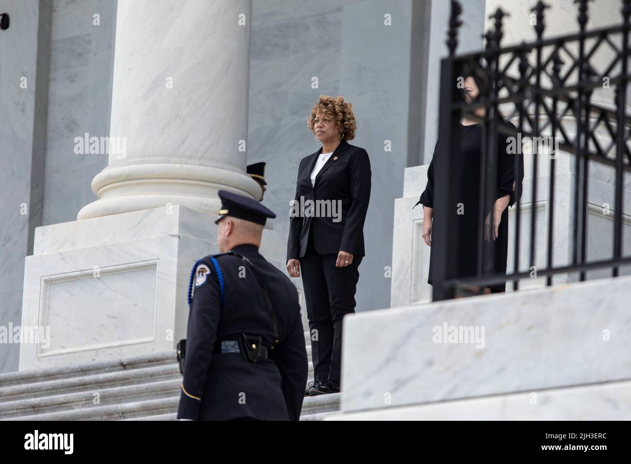 Washington DC, USA. 14th July, 2022. House deputy Sergeant at Arms Kim Campbell stands as