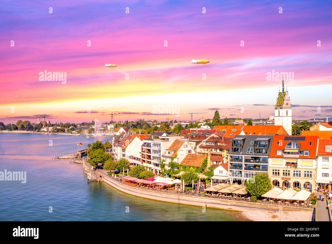 Historical city of Friedrichshafen, Lake Constance, Germany Stock Photo