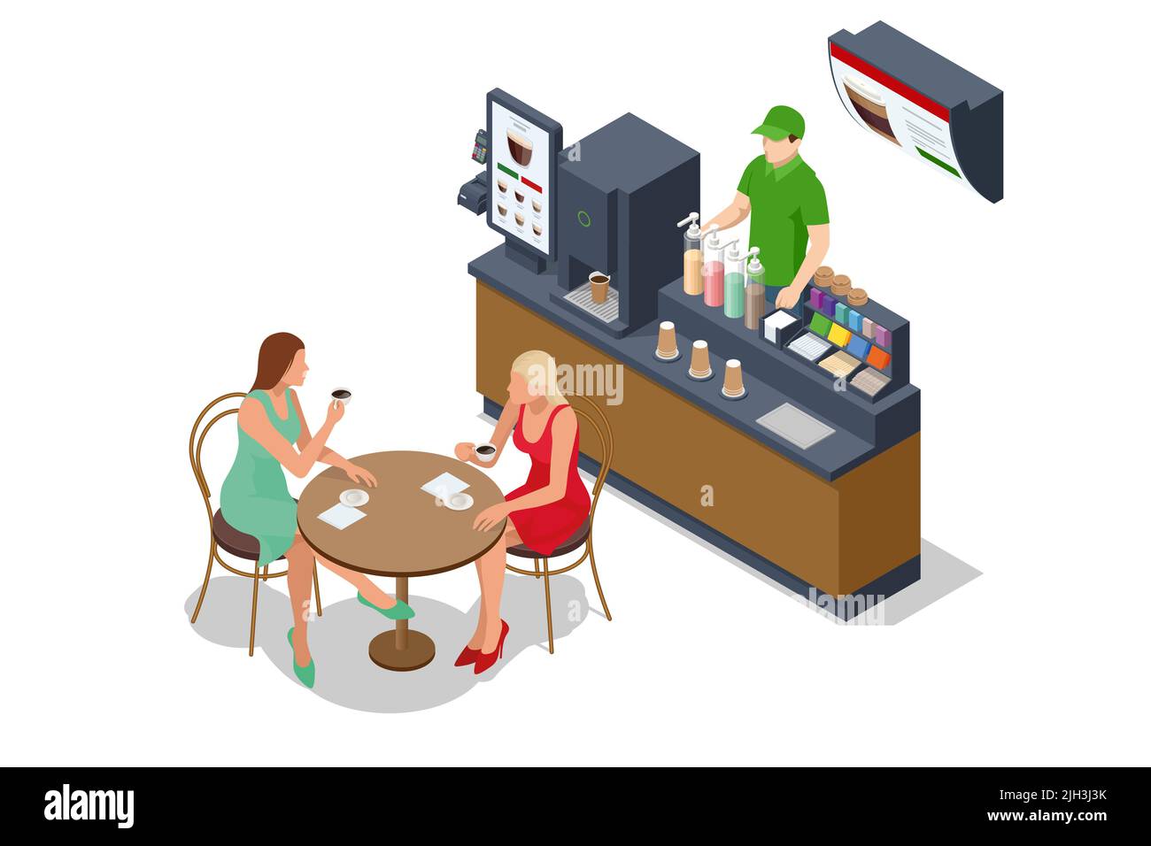 Isometric selfservice coffee machines offer consistent quality coffee