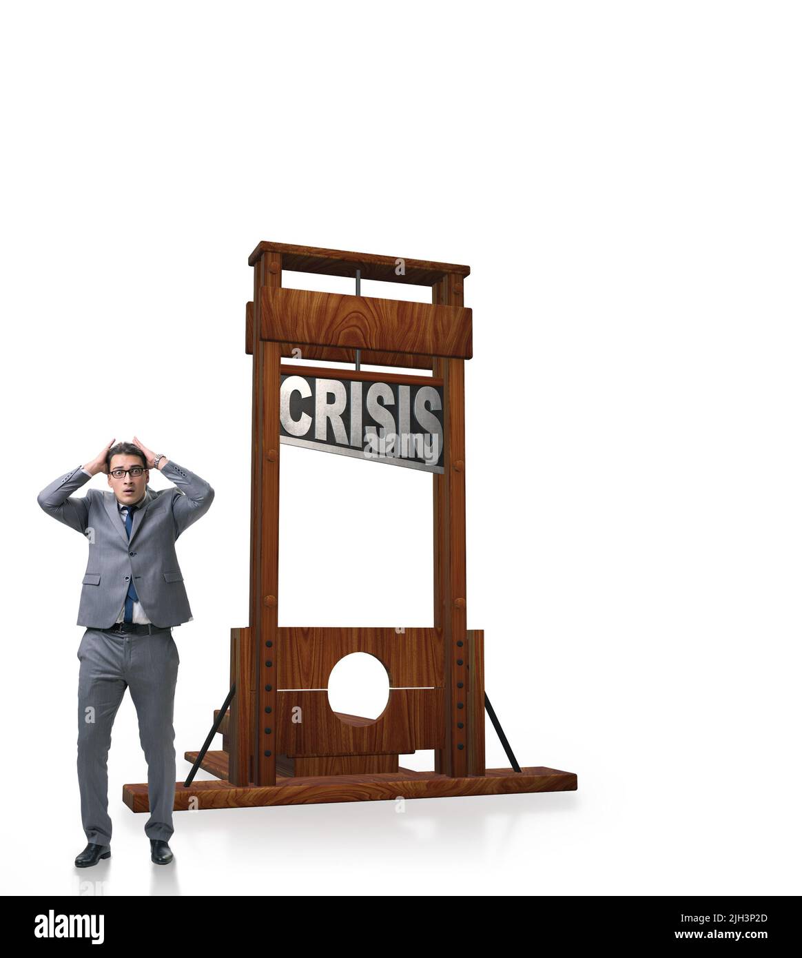 The businessman in crisis business concept Stock Photo