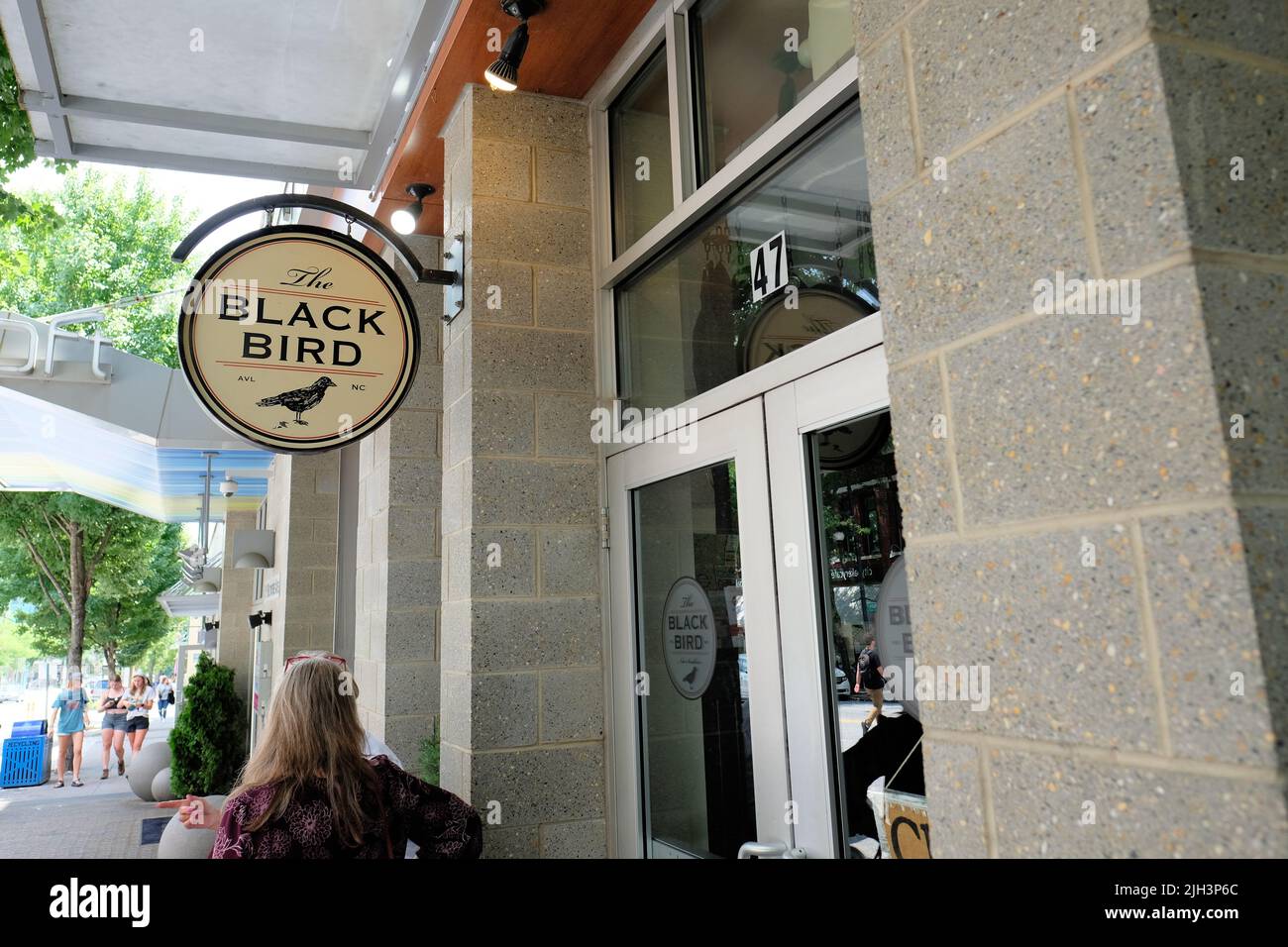 The Blackbird Restaurant in downtown Asheville, North Carolina; modern southern food, bar, restaurant; new southern cuisine. Stock Photo