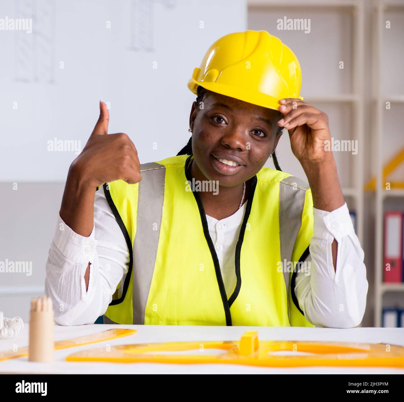 Young black architect working on project Stock Photo - Alamy