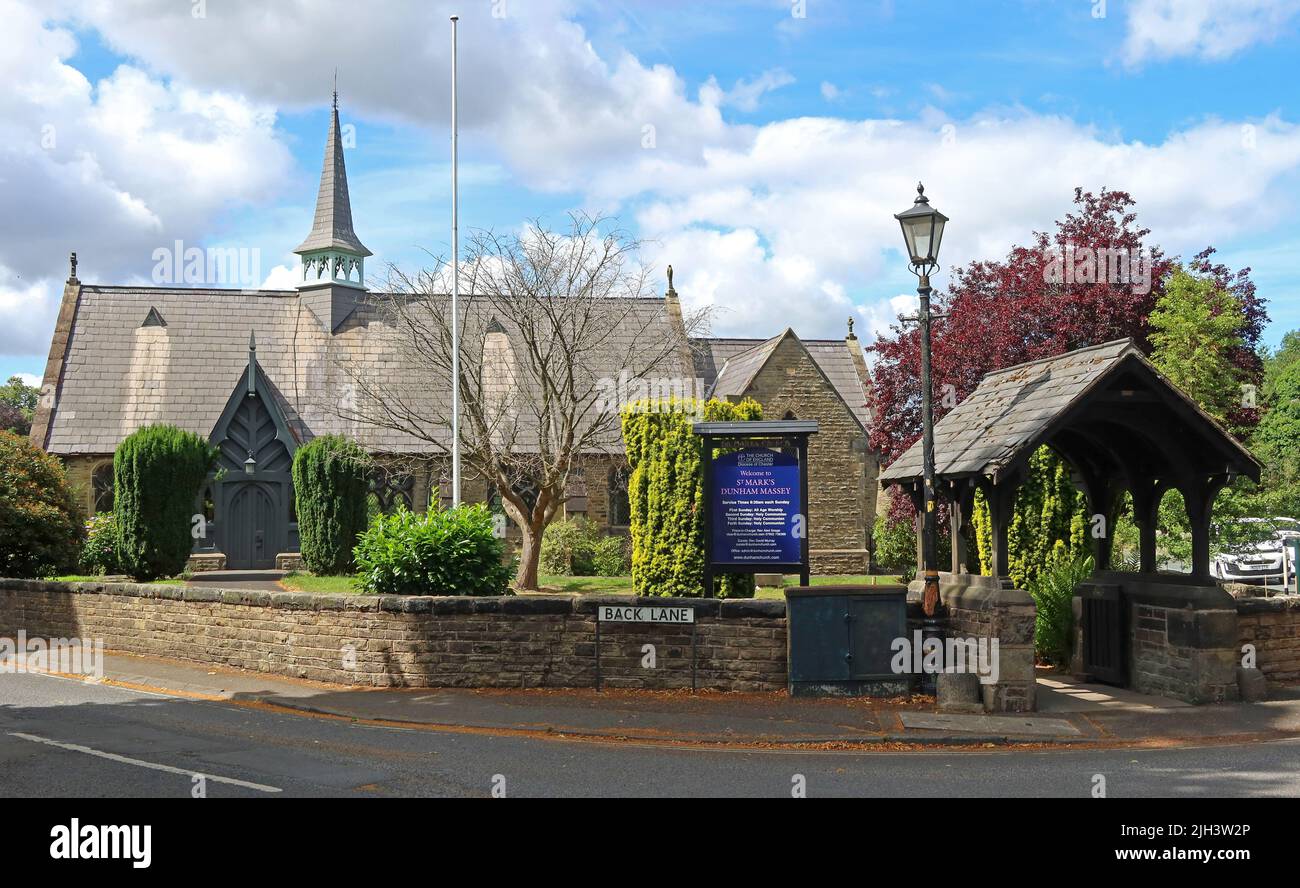 St Marks church, Back Lane, Dunham Massey village, Bowden, Altrincham, Cheshire, England, UK , WA14 4SD Stock Photo