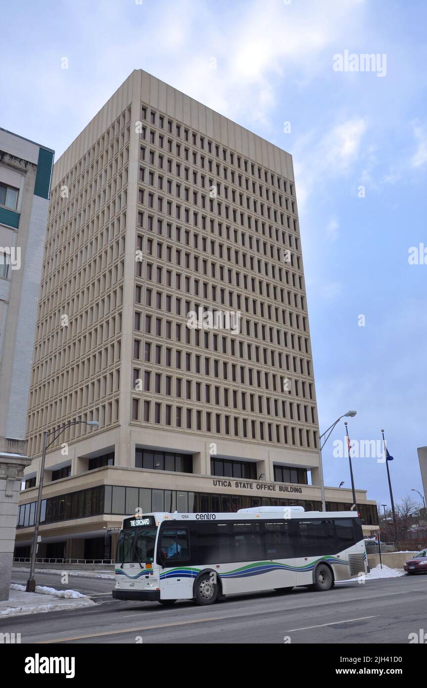 Utica State Office Building is a modernist style building on 207
