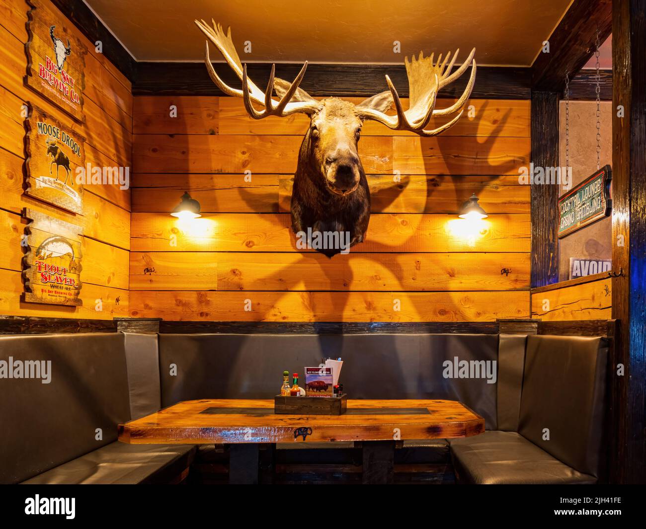 Montana, JUL 7 2022 - Interior view of local restaurant pub Stock Photo