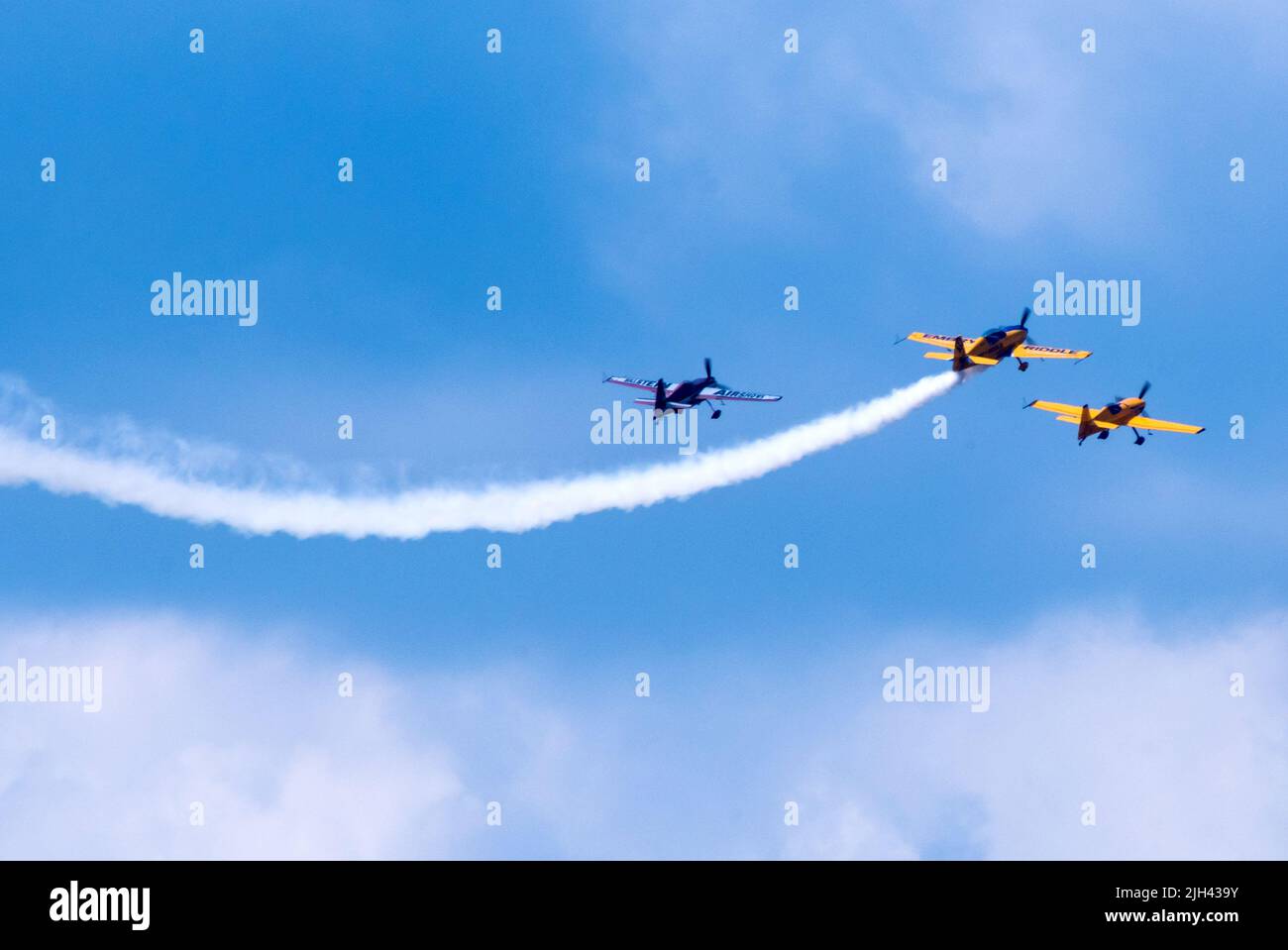 July 11 2019 Battle creek Michigan USA; planes fly in formation at an air stunt show in Michigan Stock Photo