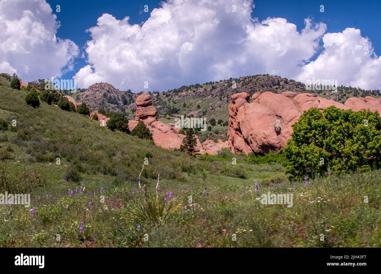 Red rocks park in Morrison Colorado, is filled with breathtaking landscapes and beautiful sandstone cliffs Stock Photo