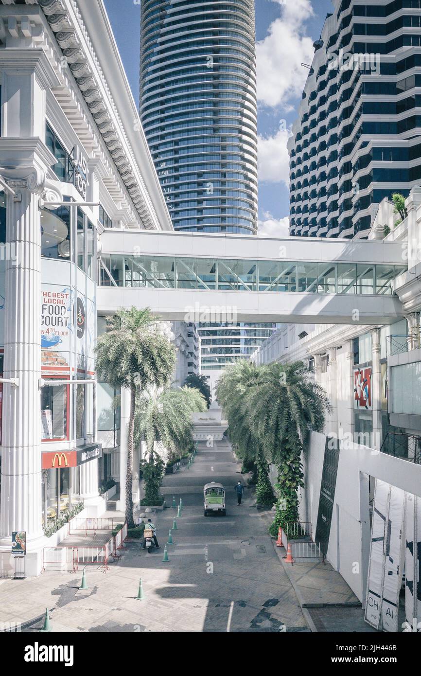 Modern shopping mall area in Ratchaphrasong district. Bangkok, Thailand Stock Photo