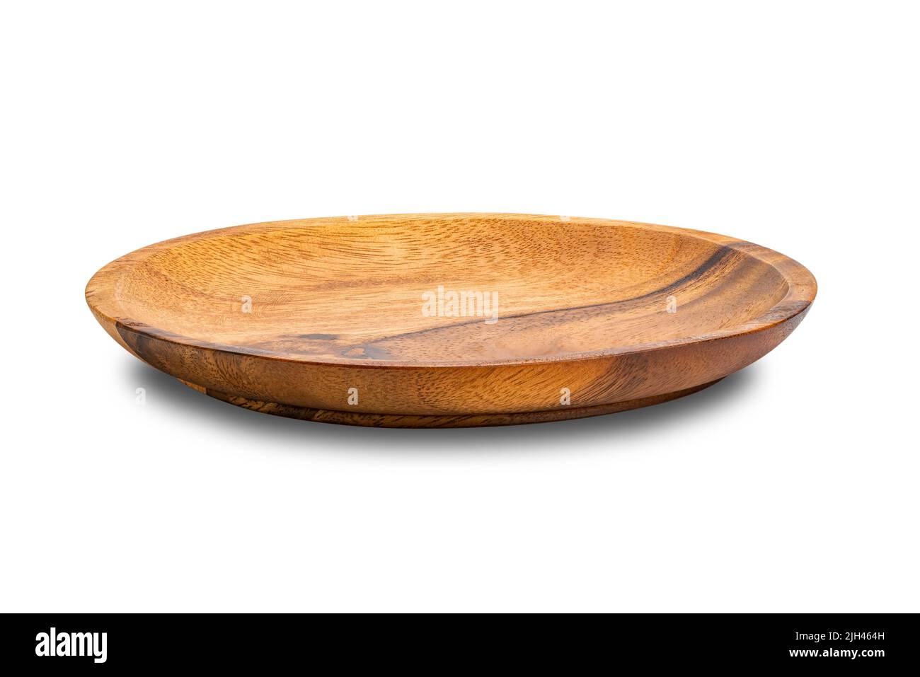 Side view of wooden plate isolated on white background with clipping path. Stock Photo