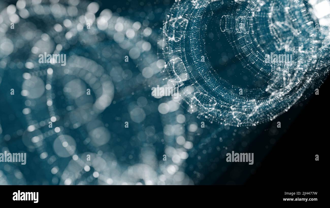 A glowing hologram of a mechanical object Stock Photo - Alamy