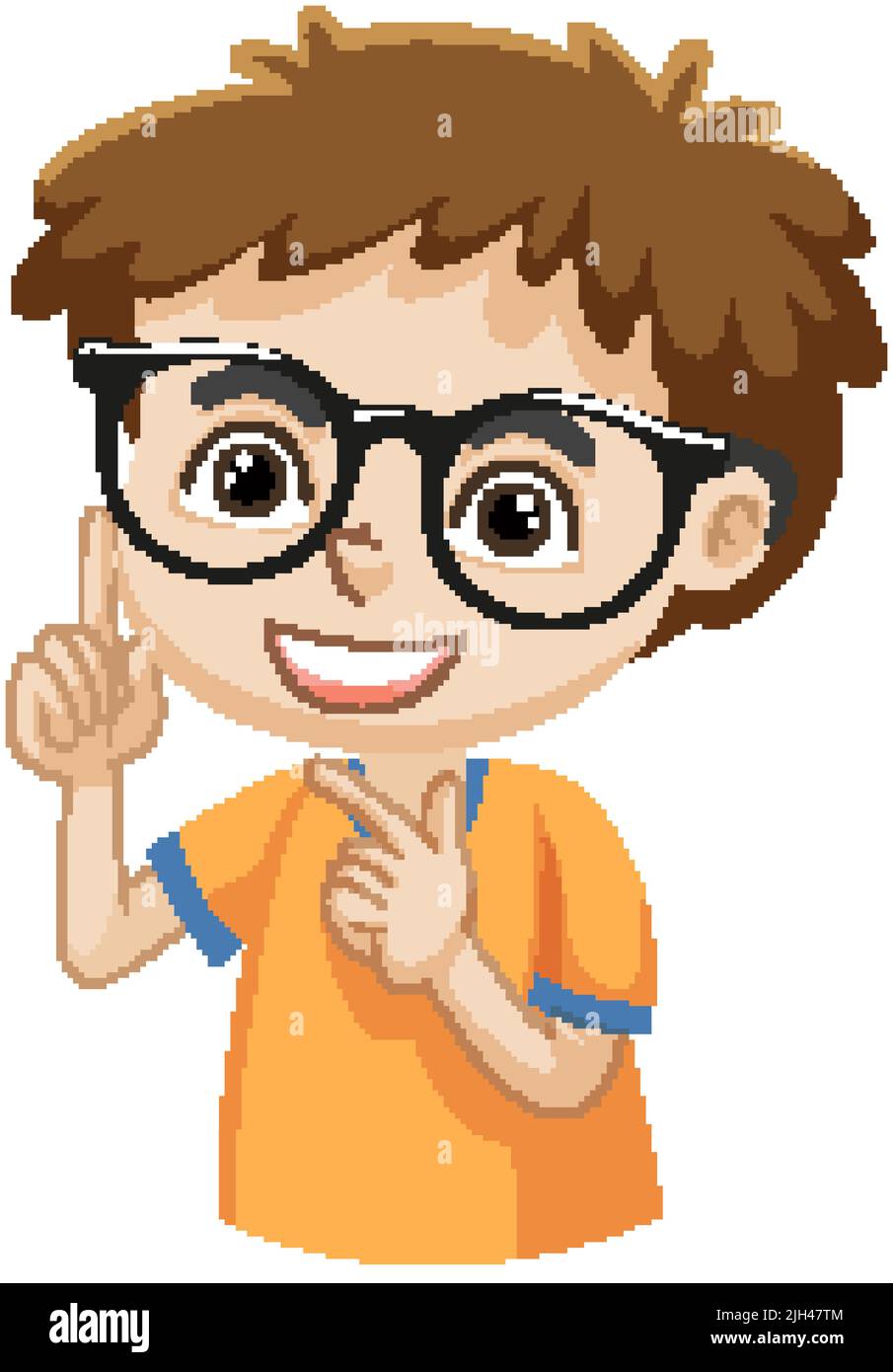 Boy wearing glasses drawing Stock Vector Images Alamy