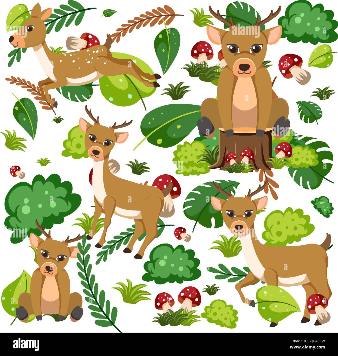 Cute deer seamless pattern illustration Stock Vector Image & Art - Alamy