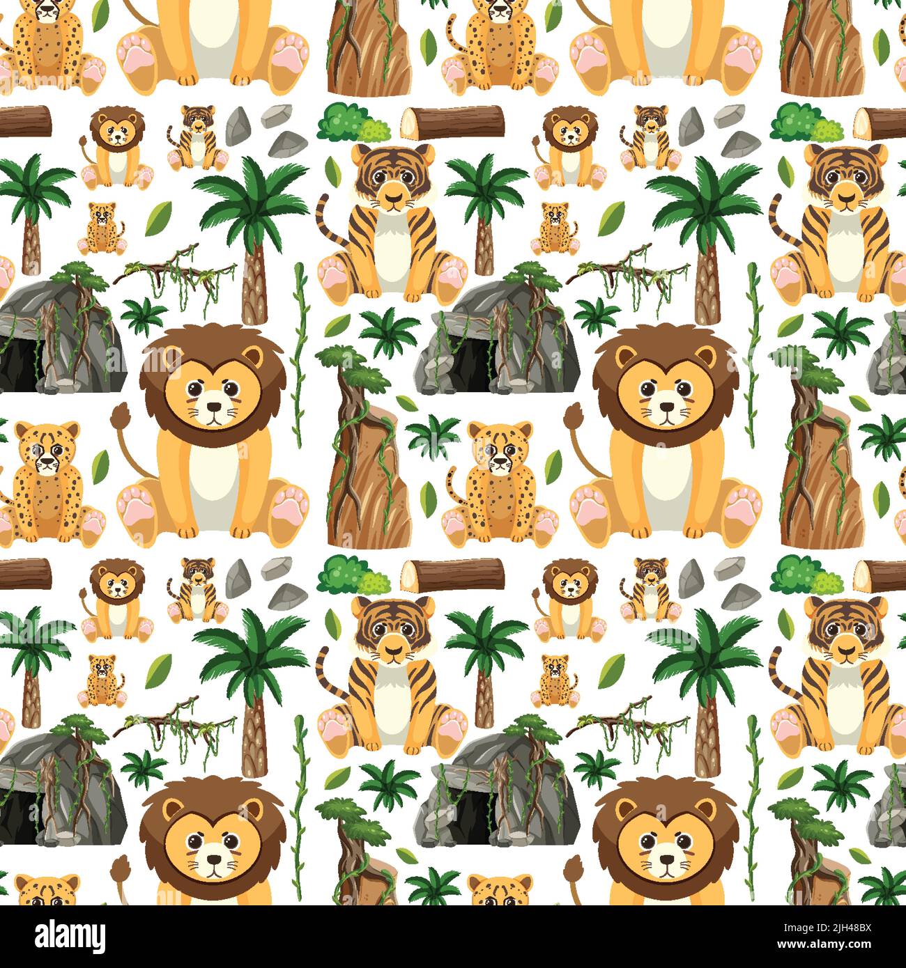 Cute animals seamless pattern illustration Stock Vector Image & Art - Alamy