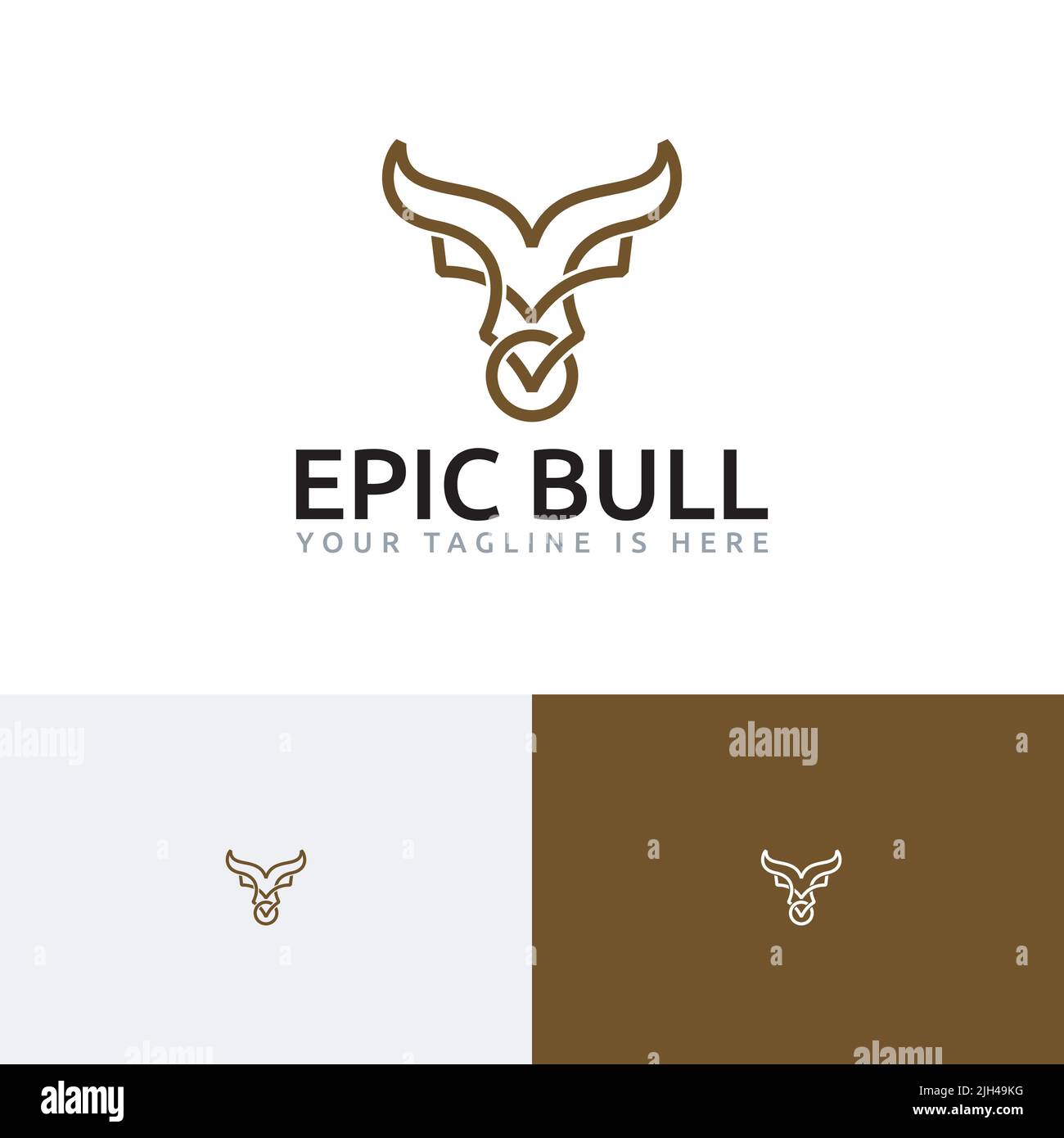 Epic Bull Taurus Head Horned Animal Logo Stock Vector