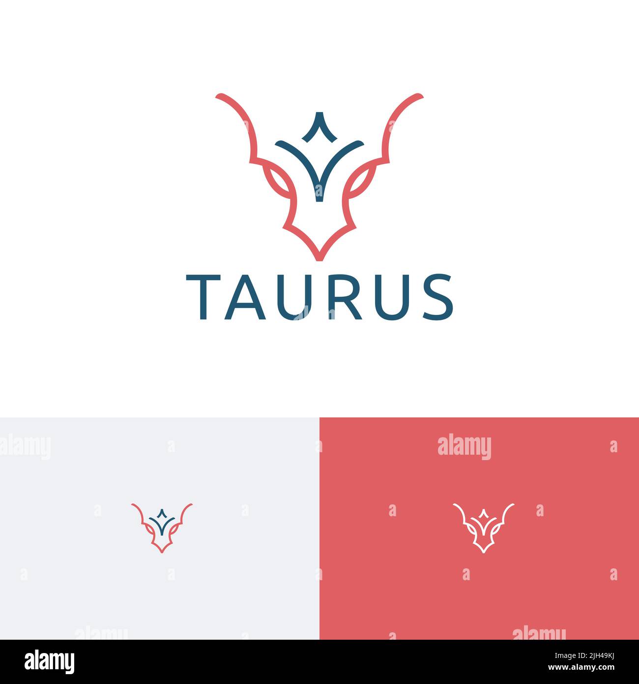 Horned Myth Taurus Head Abstract Line Style Logo Stock Vector
