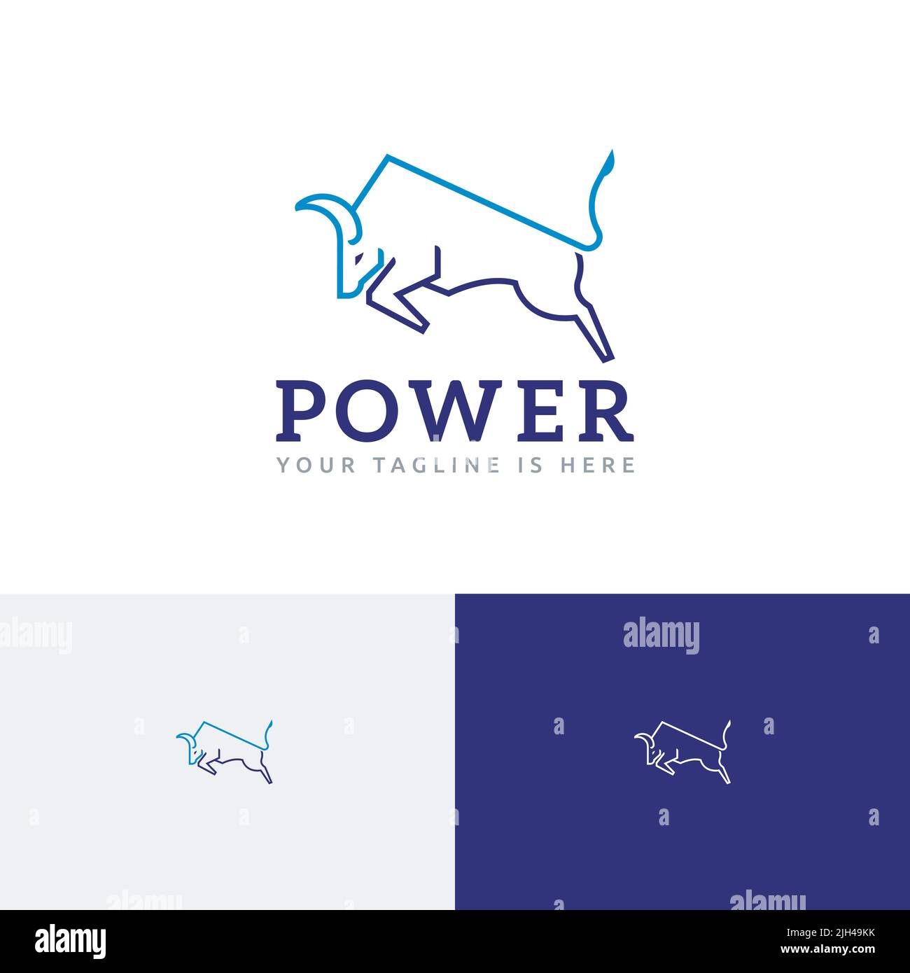 Power Run Jump Bull Taurus Butting Line Logo Stock Vector