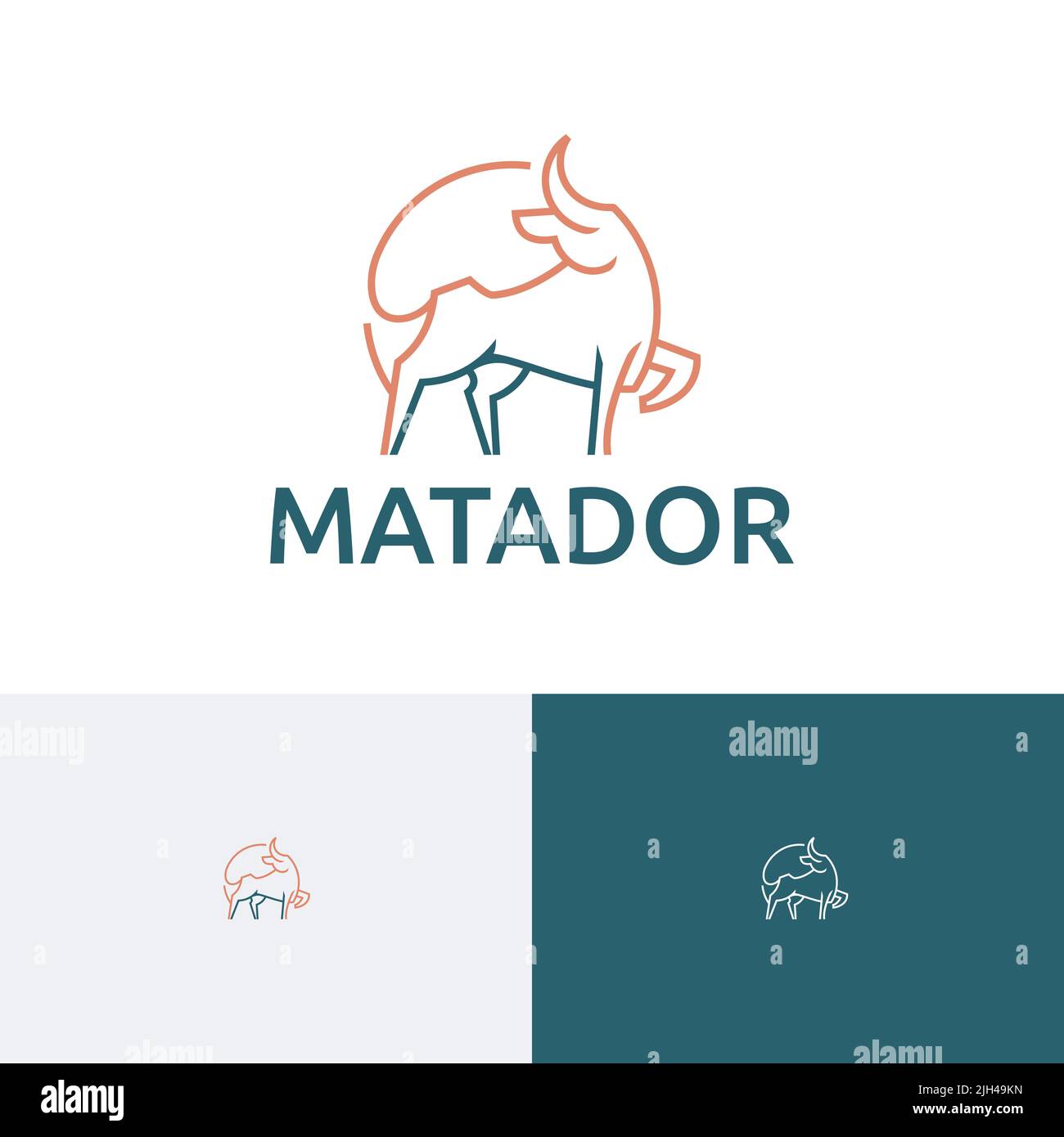 Great Matador Bull Unique Line Style Logo Stock Vector
