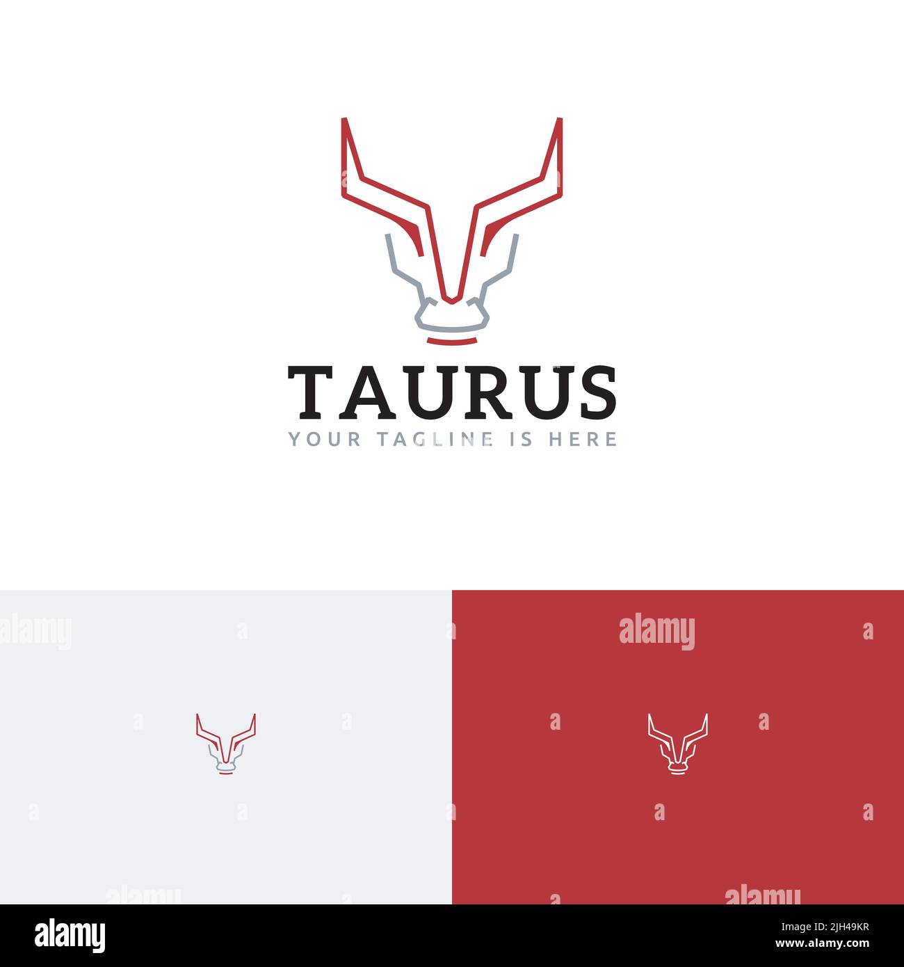 Horned Taurus Head Abstract Line Style Logo Stock Vector