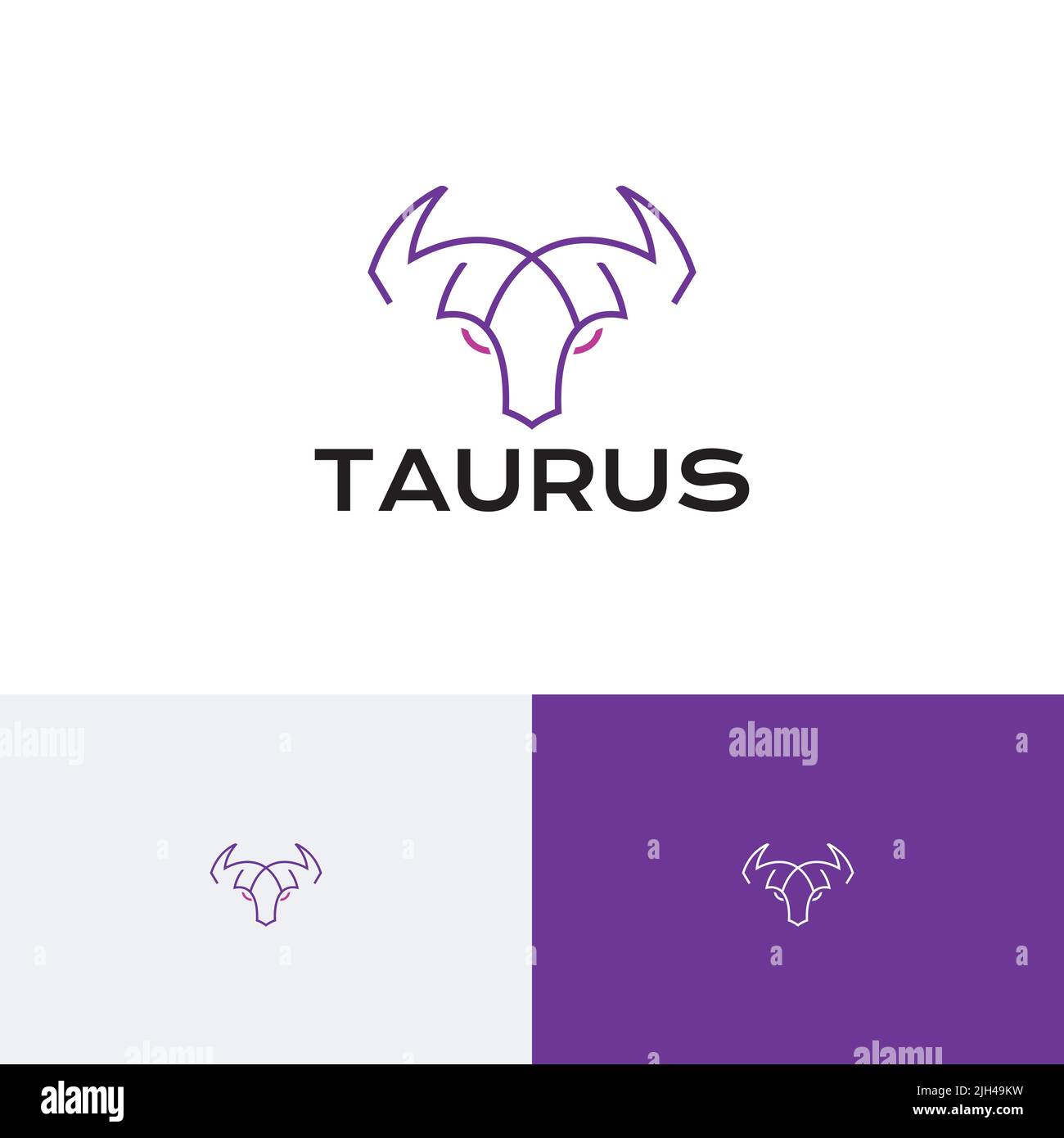 Horned Animal Bull Taurus Goat Monoline Logo Stock Vector