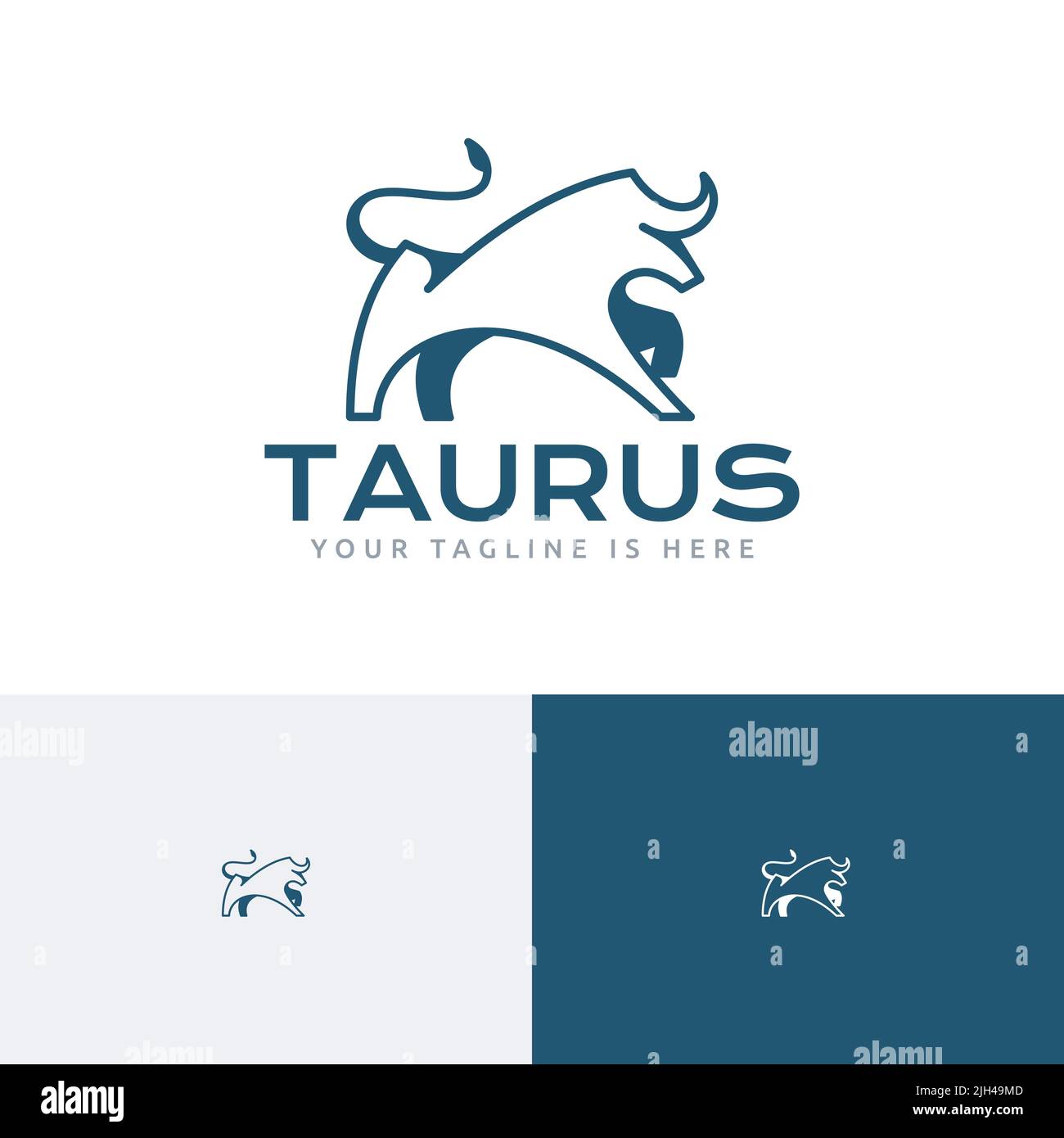 Wild Strong Taurus Bull Cool Animal Logo Stock Vector