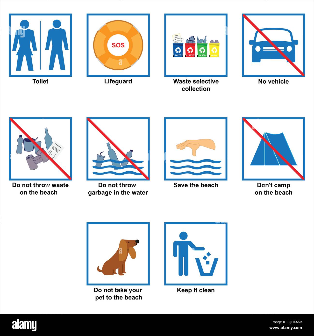Several beach safety rules icons Stock Vector Image & Art Alamy