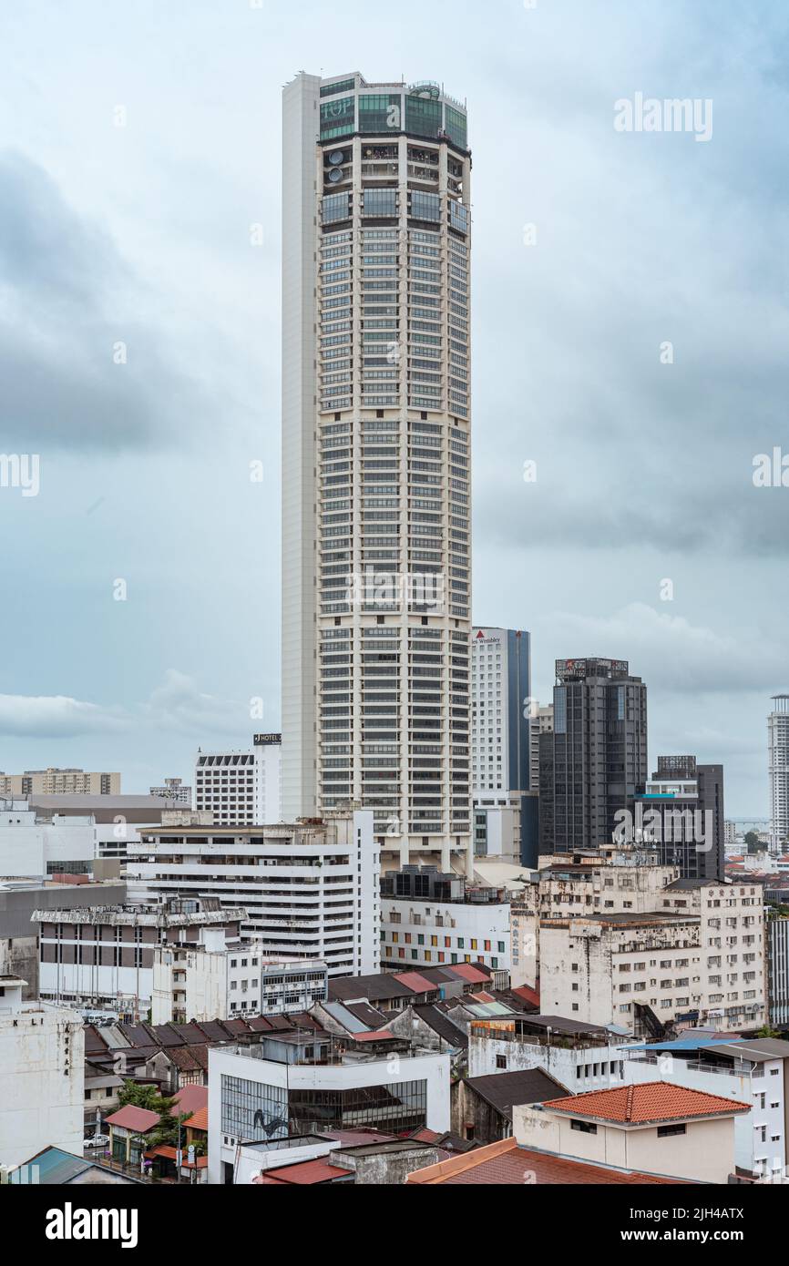 Komtar is a 65-storey high rise tower in Georgetown, one of the most prominent landmarks in Penang, completed in 1986. Stock Photo