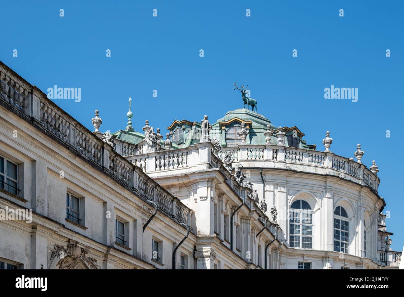 Stupinigi, Turin, Italy - 05 July 2022: Stupinigi hunting lodge: Outside the summer residence of King and Queen Savoy in the times when they reigned i Stock Photo