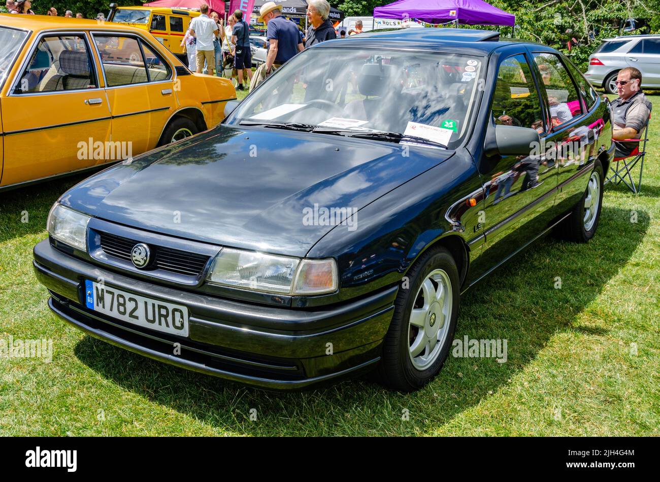 Front view of a 1994 Mark 3 Vauxhall Cavalier in black at The Berkshire Motor Show in Reading, UK Stock Photo