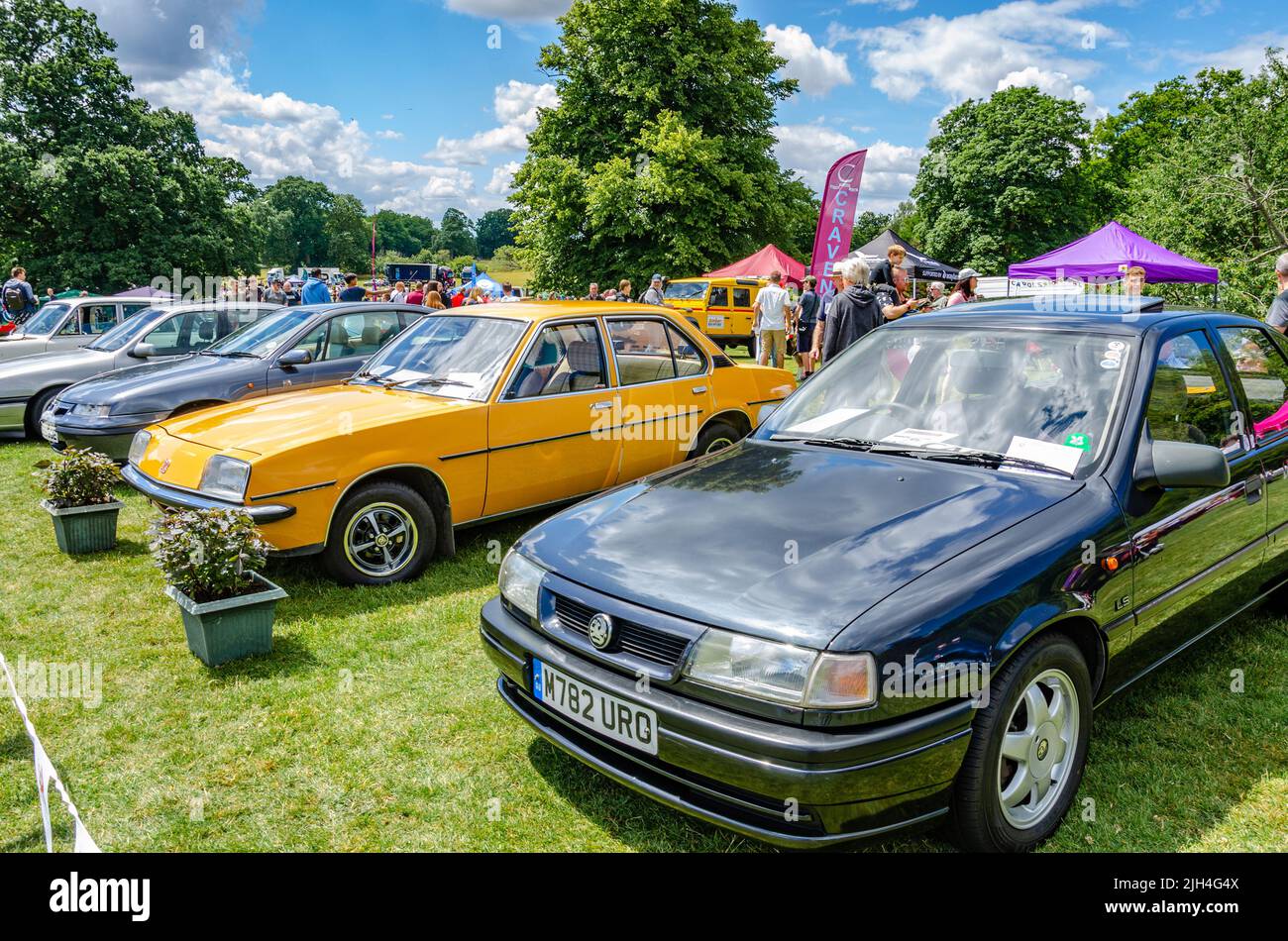 A Mark 3 Cavalier next to a Mark 1 Cavalier at The Berkshire Motor Show in Reading, UK Stock Photo