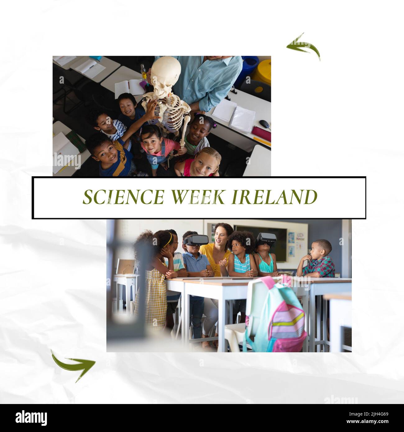 Composition of science week ireland text over diverse schoolchildren