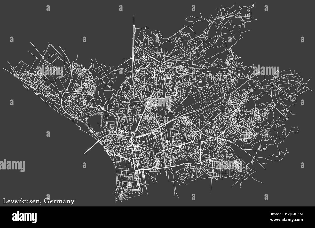 Street roads map of LEVERKUSEN, GERMANY Stock Vector Image & Art Alamy