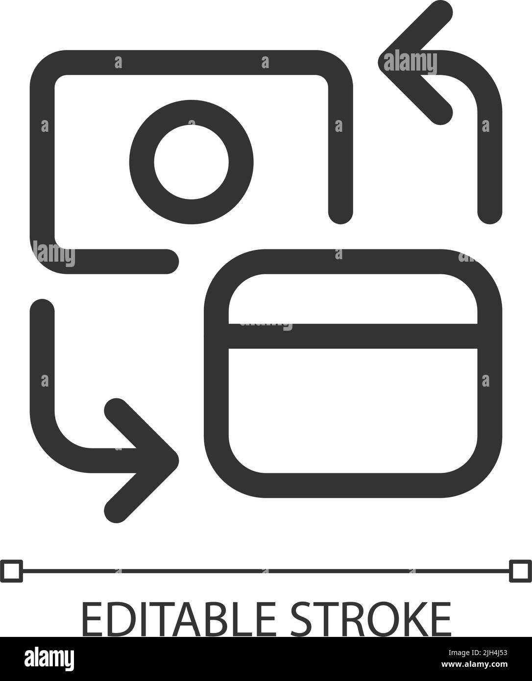 Different banks accounts transfer pixel perfect linear ui icon Stock Vector
