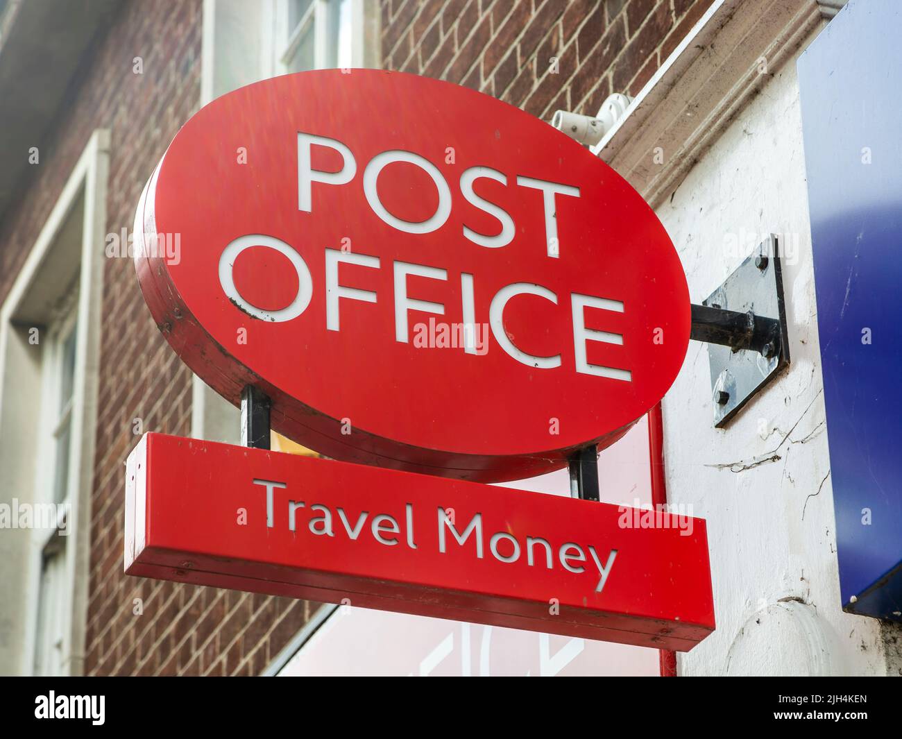 Post office travel money wall mounted sign uk stock photo alamy