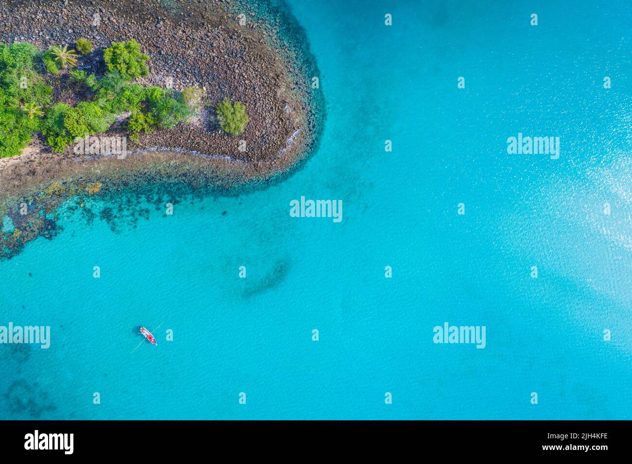 Aerial view tropical island sea beach wave turquoise water summer ...