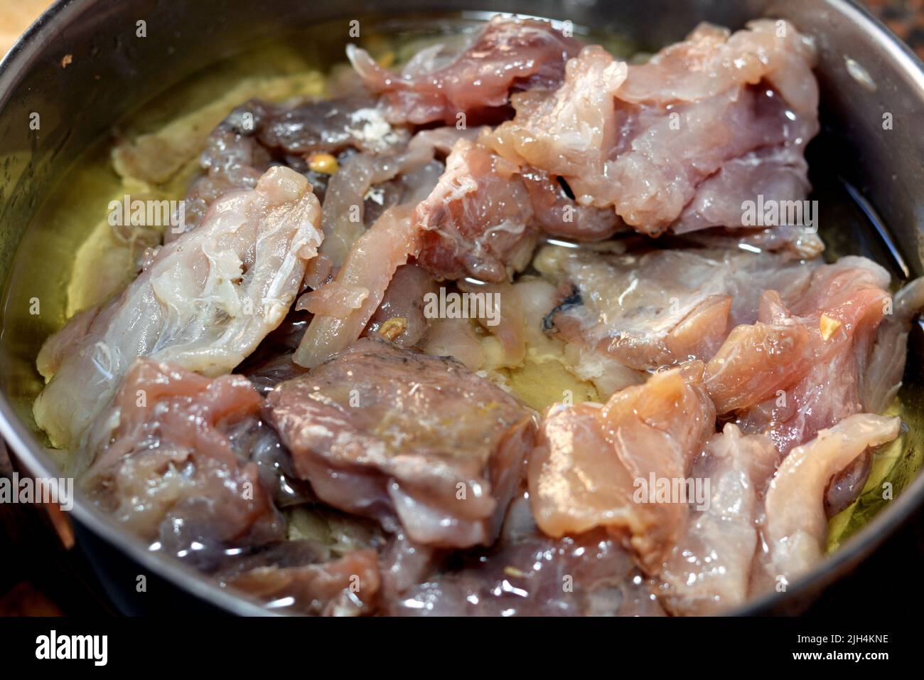 Fesikh which is fermented, salted and dried gray mullet fish of the genus Mugil, a traditional celebratory ancient Egyptian dish cuisine during sham E Stock Photo