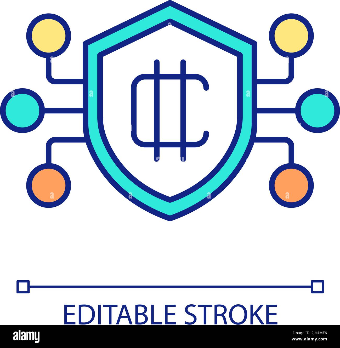 Security in blockchain network RGB color icon Stock Vector