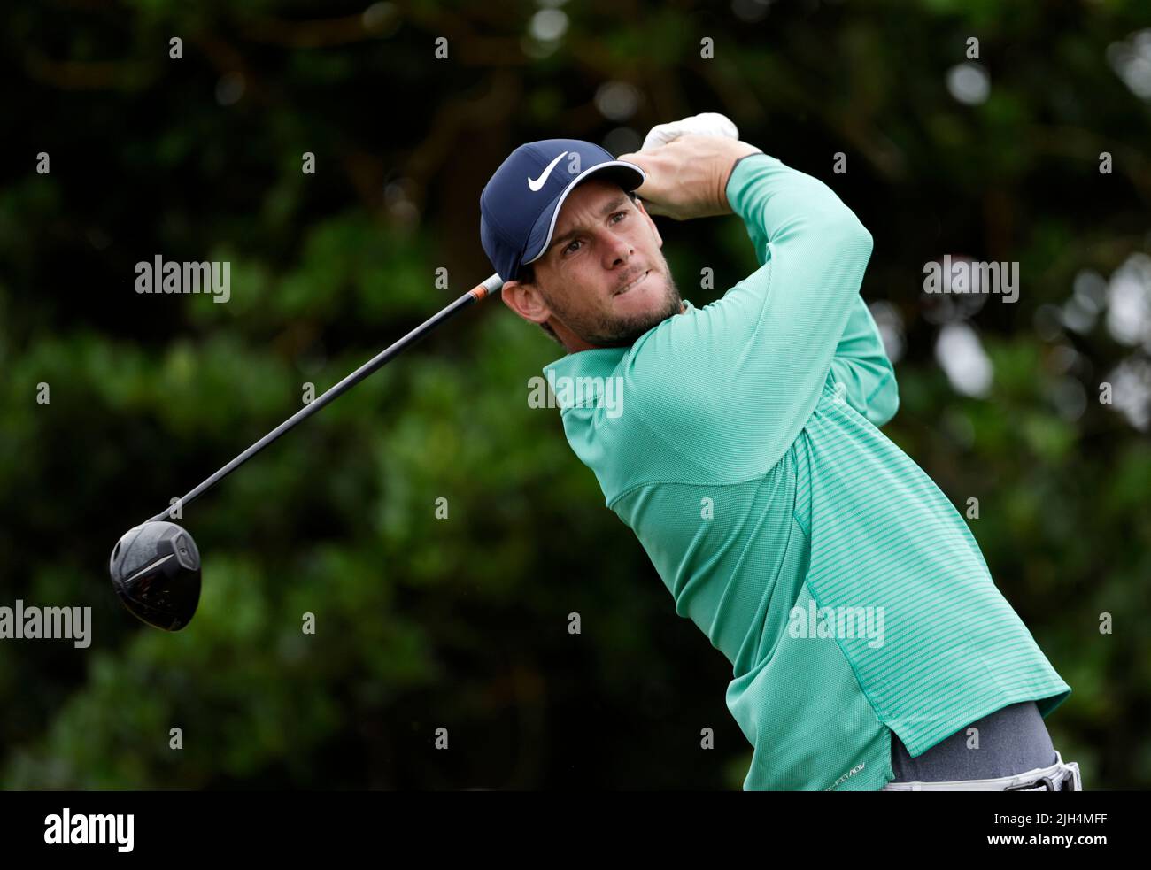 Belgium's Thomas Pieters tees off the 3rd during day two of The Open at