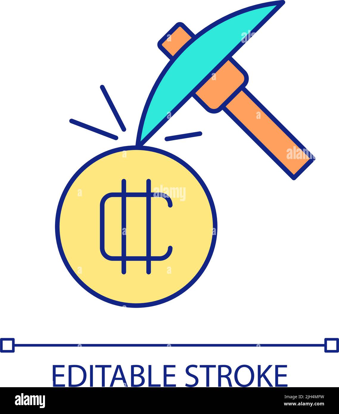 Crypto mining RGB color icon Stock Vector