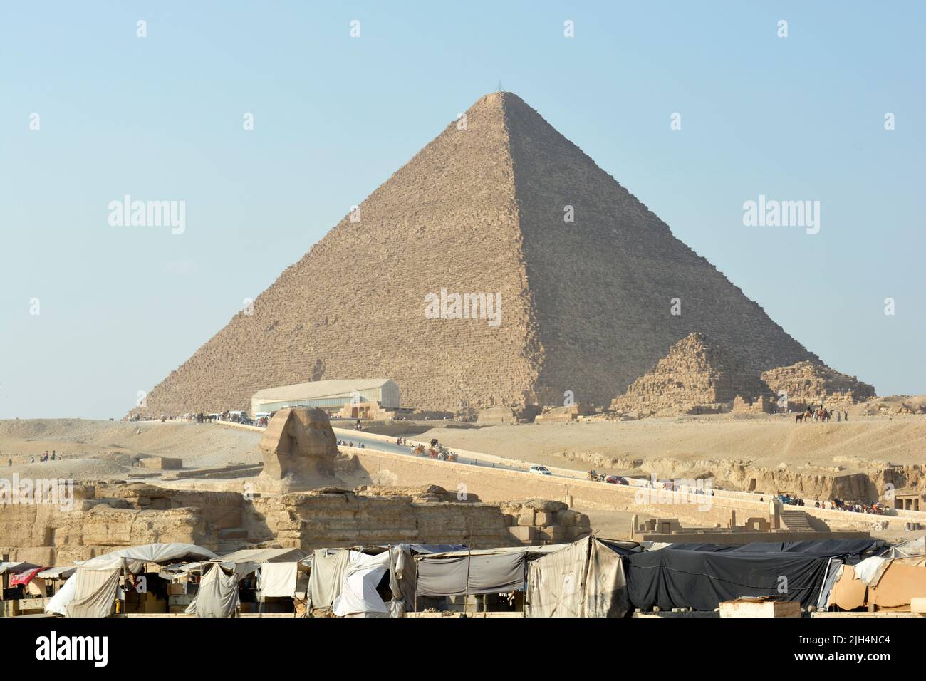 Giza, Egypt, November 17 2018 The great pyramid of Giza and a side