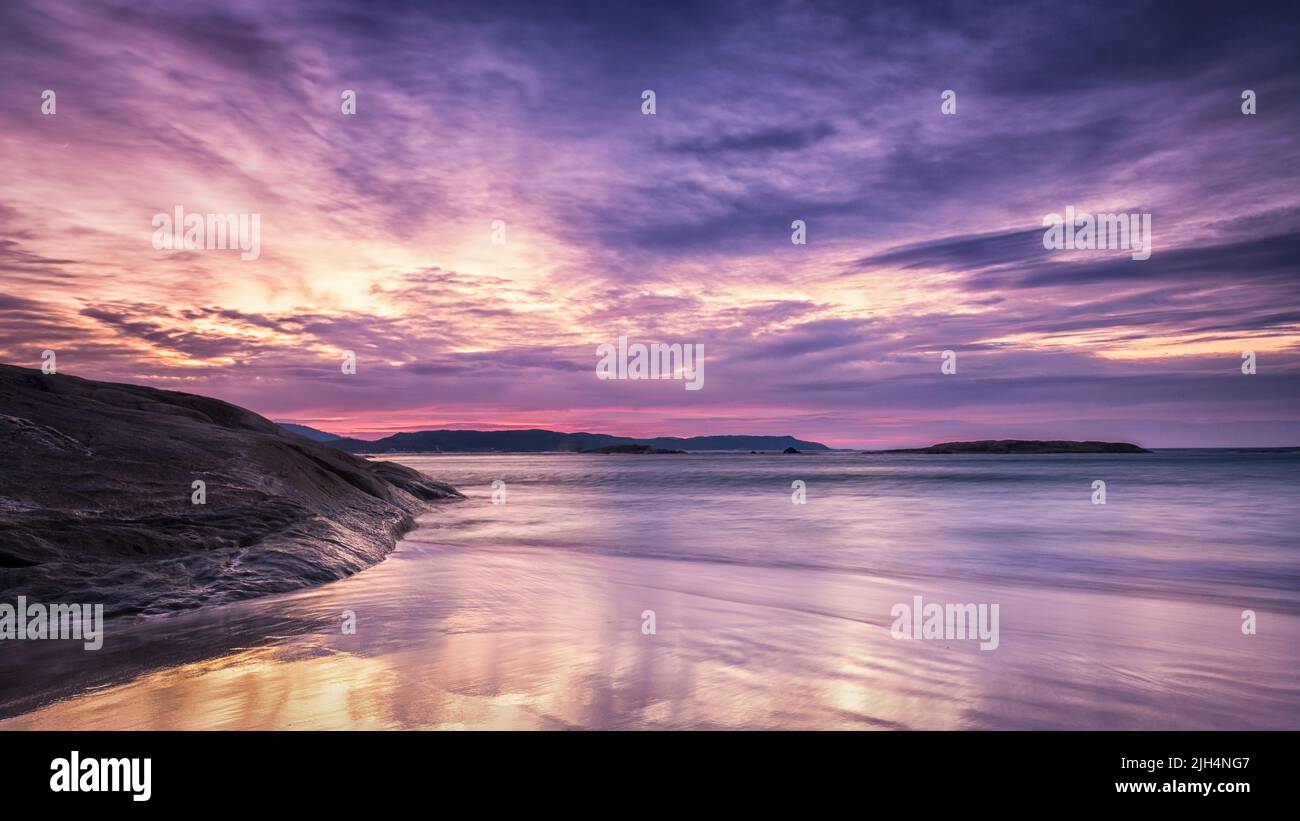 Pink and purple hues of a colourful sunrise Denmark, Western Australia Stock Photo