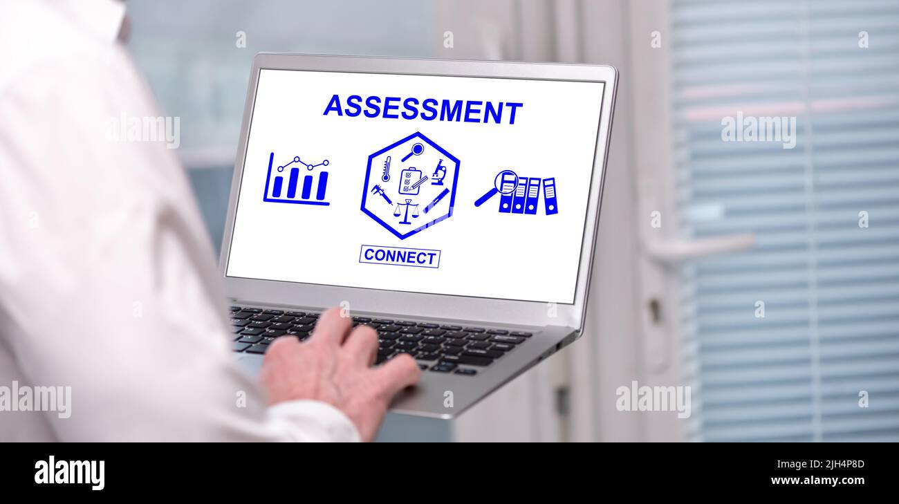 Laptop screen displaying an assessment concept Stock Photo - Alamy