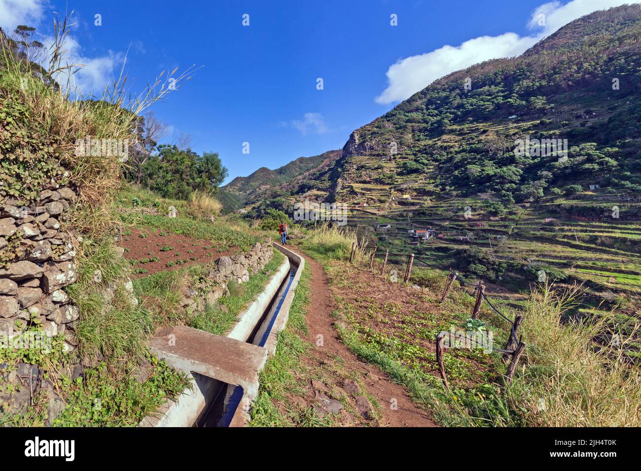 irrigation channel Levada of Madeira, Madeira Stock Photo