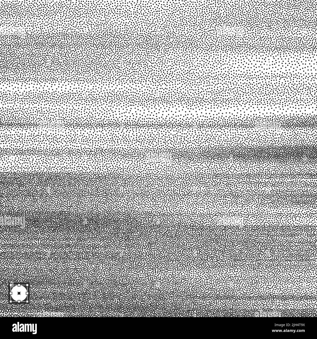 Wavy background. Black and white grainy dotwork design. Pointillism pattern. Stippled vector illustration. Stock Vector