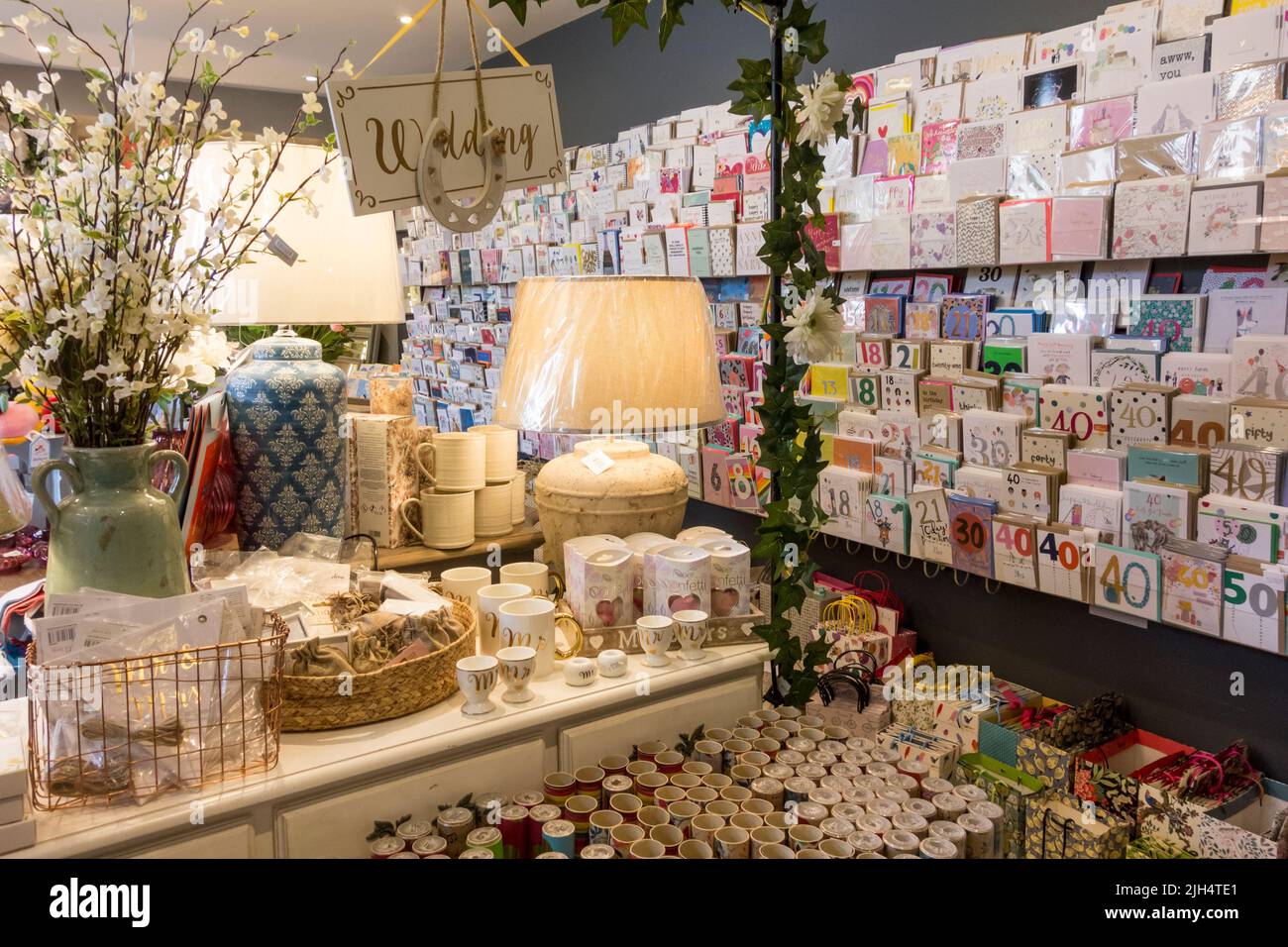 Interior of gifts and cards shop, Tetbury, Gloucestershire, UK Stock Photo